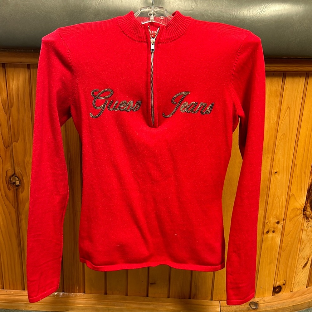 GUESS Women’s Zip Red Sweater